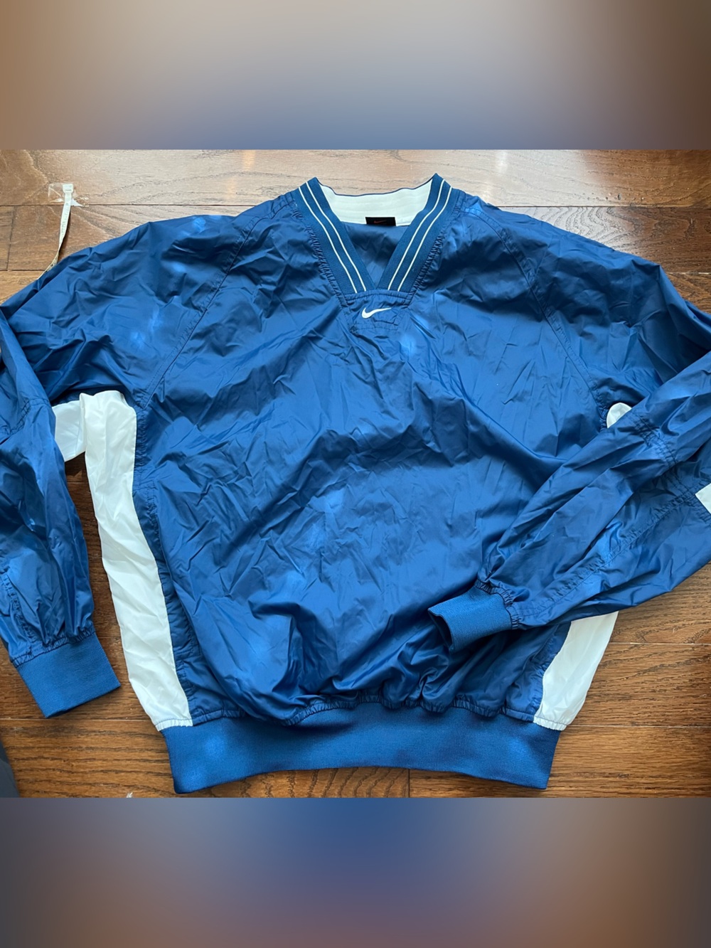 Nike Blue and White Men's Windbreaker Jacket